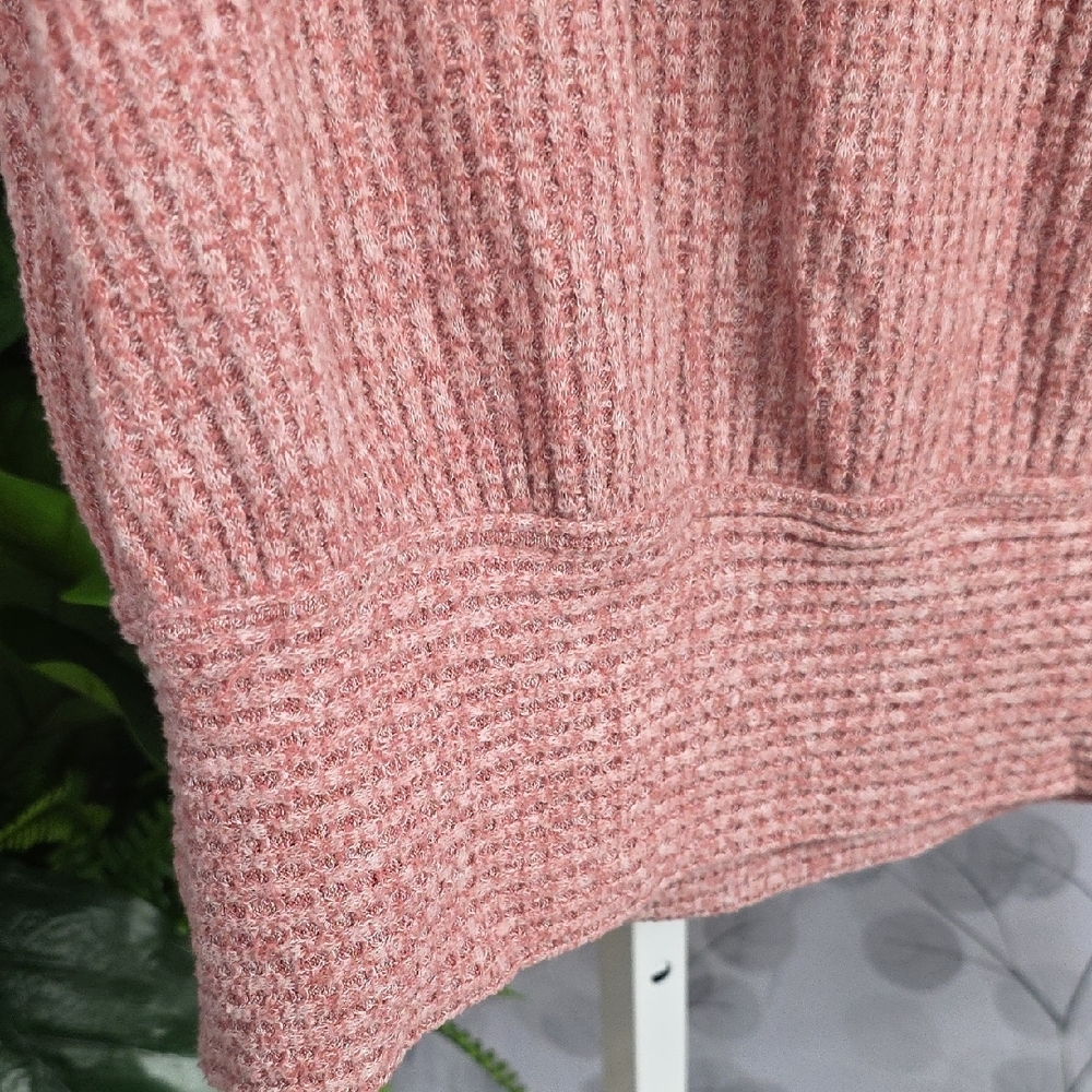 Saturday/Sunday by Anthropologie Pink Waffle Knit Cowl Neck Pullover - Picture 6 of 8